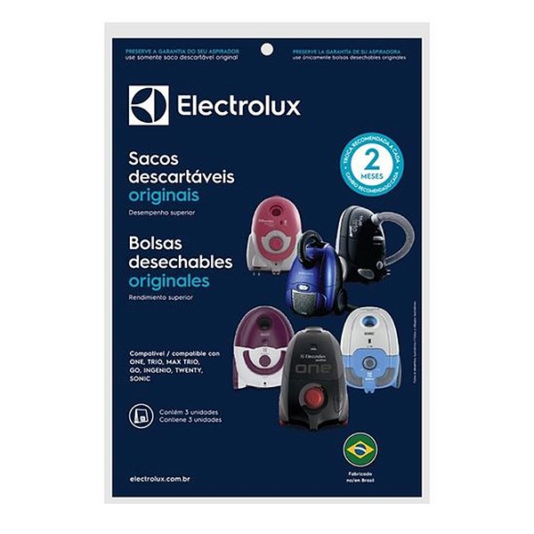 SACO PARA ASPIRADOR DE PÓ ELECTROLUX ONE TR. C/3 955