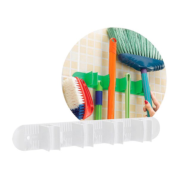 PORTA VASSOURA 4 ENCAIXES BRANCO