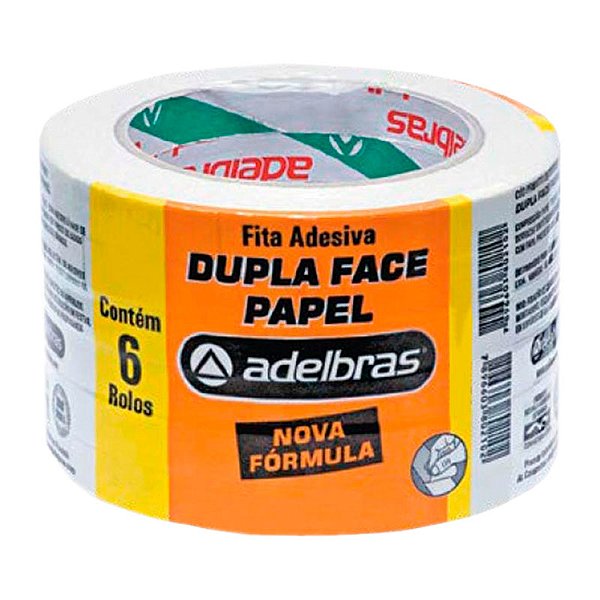 FITA DUPLA FACE PAPEL BRANCO ADELBRAS 12X30M