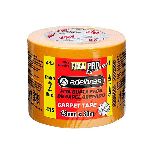 FITA DUPLA FACE CARPET TAPE LARANJA ADELBRAS 48X30M