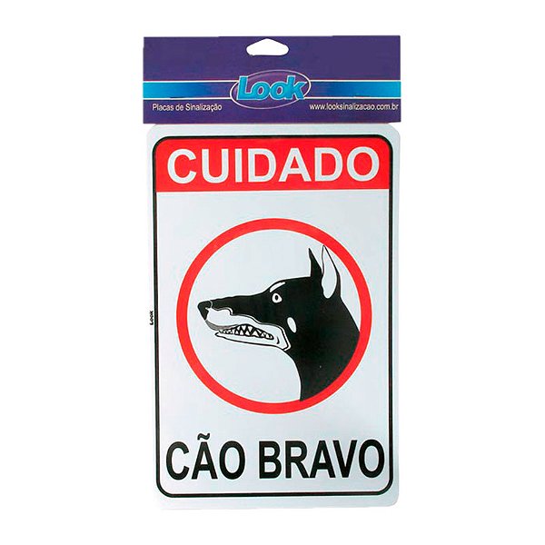 PLACA DE SINALIZAÇÃO CÃO BRAVO 20X30