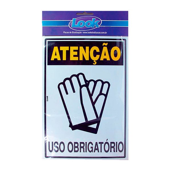 PLACA DE SINALIZAÇÃO USO OBRIGATORIO LUVAS 20X30