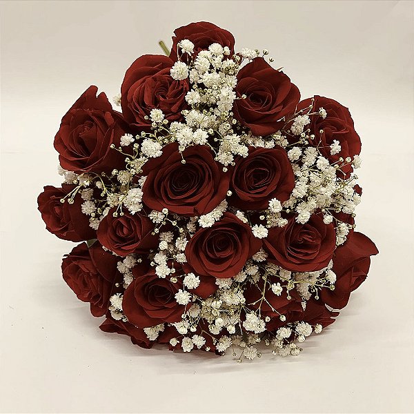 Buquê de 20 Rosas Vermelhas com Gypsophila