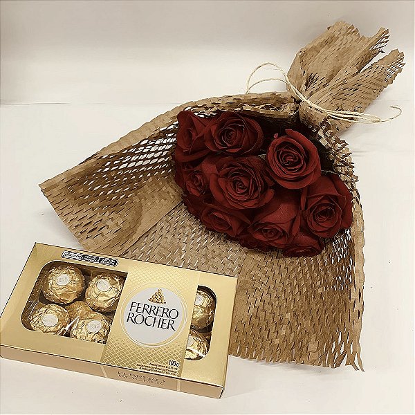 Buquê de 10 rosas Vermelhas com Ferreiro 100g