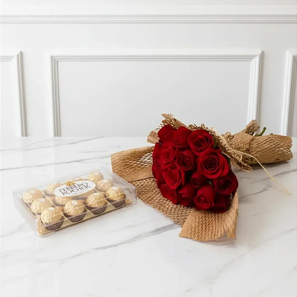 Buquê de 20 Rosas Vermelhas com Ferreiro 150g