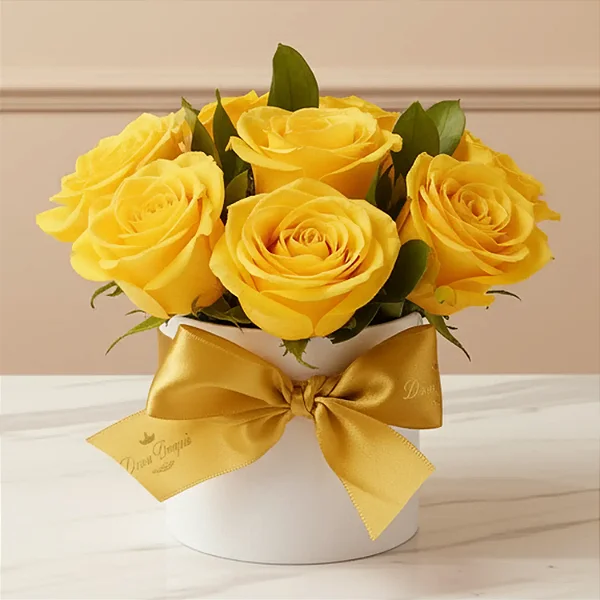 Box de Rosa Amarelo com Folhagem