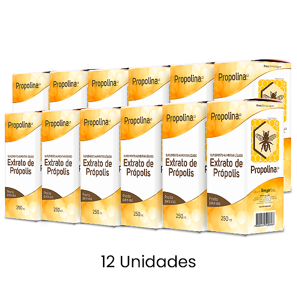 CAIXA 12 UNIDADES PROPOLINA L3 - EXTRATO DE PRÓPOLIS PRONTO PARA USO - 250ML