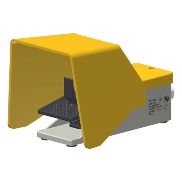 Interruptor De Pedal Industrial Metálico 1 Microrutor 1Na+1Nf C/ Proteção C/ Prensa-Cabo Plástico Pg13,5 SF1CZ2 Kap