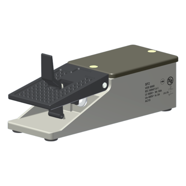 Interruptor De Pedal Industrial Metálico 2 Microrutores 1Na+1Nf SF2 Kap