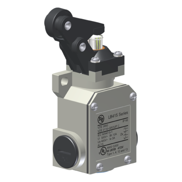 Interruptor De Posição Metálico, Corpo 3 Entradas, Entrada De Cabos Pg 11, 2X(1Na+1Nf), Cabeçote Linear, Alavanca Latera LB415V Kap