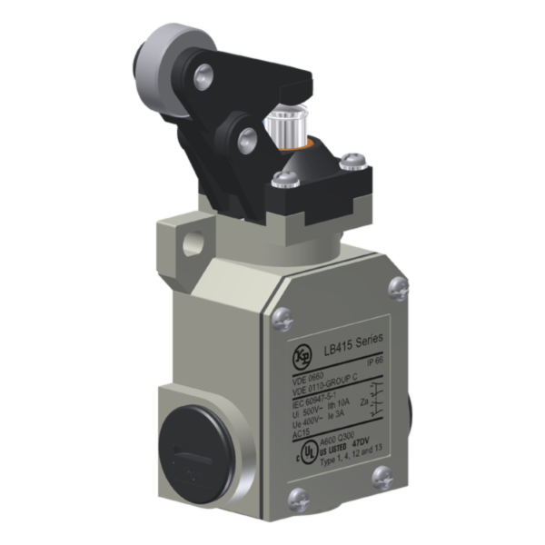 Interruptor De Posição Metálico, Corpo 3 Entradas, Entrada De Cabos Pg 11, 2X(1Na+1Nf), Cabeçote Linear, Alavanca Latera LB415V1 Kap