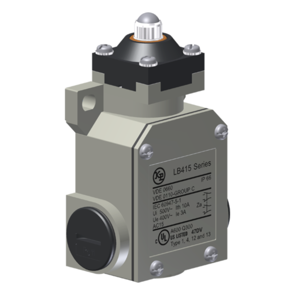 Interruptor De Posição Metálico, Corpo 3 Entradas, Entrada De Cabos Pg 11, 2X(1Na+1Nf), Cabeçote Linear, Pistão Com Esfe LB415K Kap