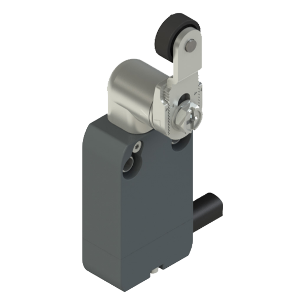 Interruptor De Posição Miniatura Selado Modular Plástico 1Na+1Nf Cabo 2M A Direita C/ Cabeçote Angular Alavanca Metálica LC1J1 Kap