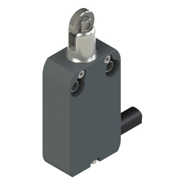 Interruptor De Posição Miniatura Selado Modular Plástico 1Na+1Nf Cabo 2M A Direita C/ Cabeçote Pistão C/ Roldana LC1S1 Kap