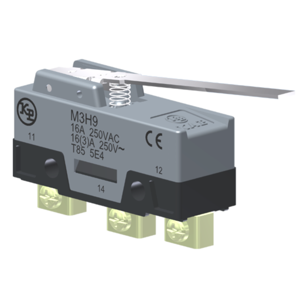 Microrutor Básico 16A 1Na+1Nf, Alavanca Longa Rígida, Terminal Parafuso Frontal Com Prensa-Fio M3H9 Kap
