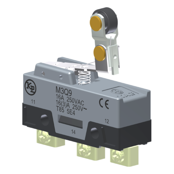 Microrutor Básico 16A, 1Na+1Nf, Alavanca Com Rolete Unidirecional, Terminal Parafuso Frontal Com Prensa-Fio M3Q9 Kap