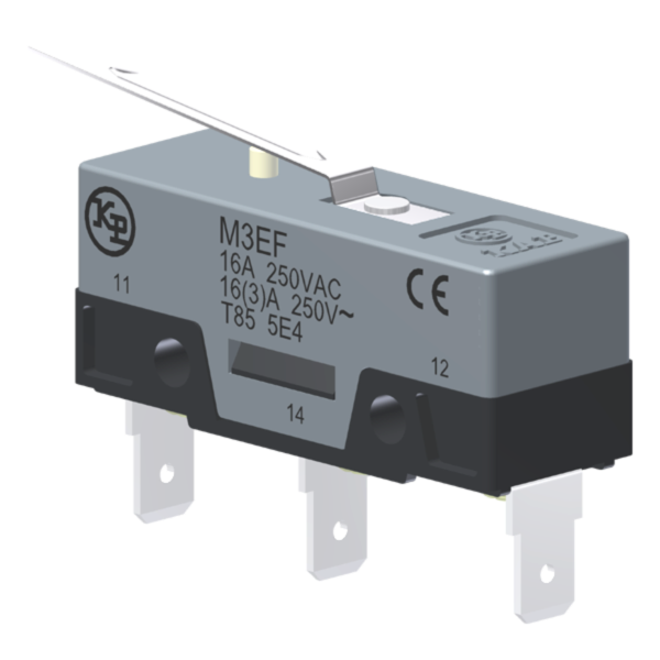 Microrutor Básico 16A, 1Na+1Nf, Alavanca Flexível, Terminal Faston 6,3X0,8Mm M3EF Kap