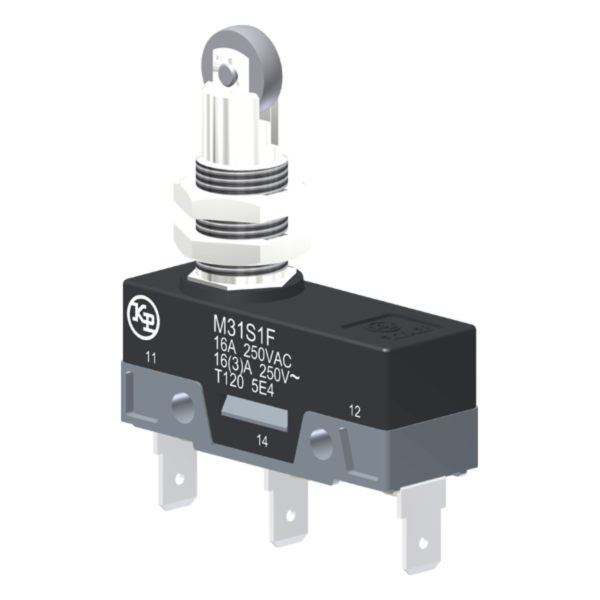 Microrutor Básico 16A, 1Na+1Nf, Botão Com Rolete Para Painel, Terminal Faston 6,3X0,8Mm M31S1F Kap