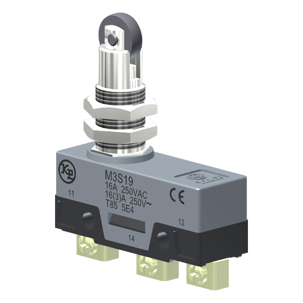 Microrutor Básico 16A, 1Na+1Nf, Botão Com Rolete Para Painel, Terminal Parafuso Frontal Com Prensa-Fio M3S19 Kap