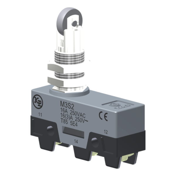 Microrutor Básico 16A, 1Na+1Nf, Botão Com Rolete Transversal Para Painel, Terminal Parafuso Com Arruela Autorretrátil M3S2 Kap