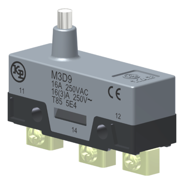 Microrutor Básico 16A, 1Na+1Nf, Botão Médio, Terminal Parafuso Frontal Com Prensa-Fio M3D9 Kap