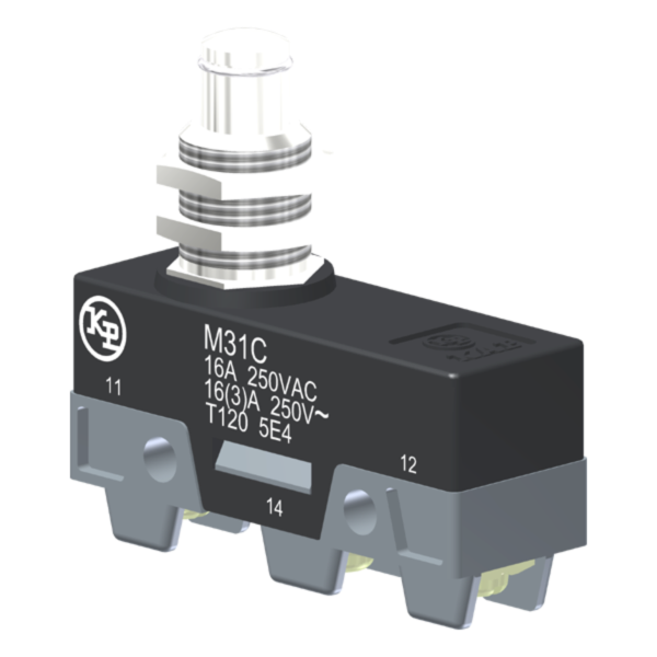 Microrutor Básico 16A, 1Na+1Nf, Botão Para Painel, Terminal Parafuso Com Arruela Autorretrátil M31C Kap