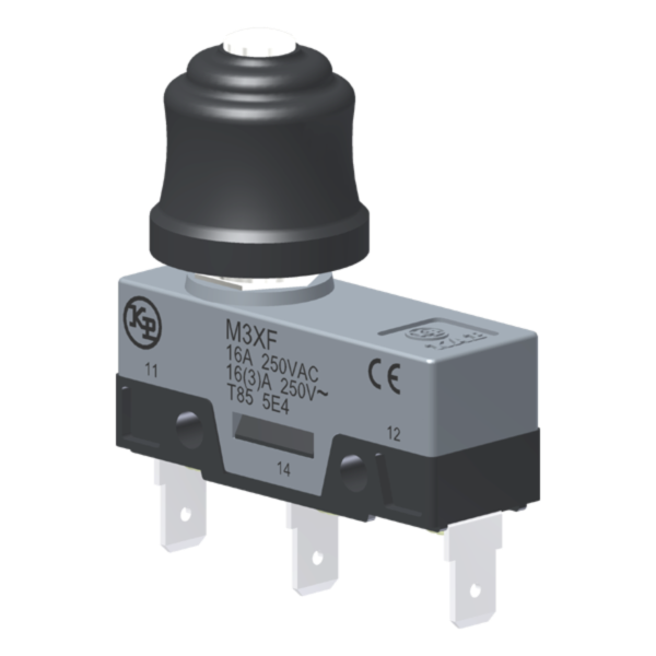 Microrutor Básico 16A, 1Na+1Nf, Botão Protegido Para Painel, Terminal Faston 6,3X0,8Mm M3XF Kap