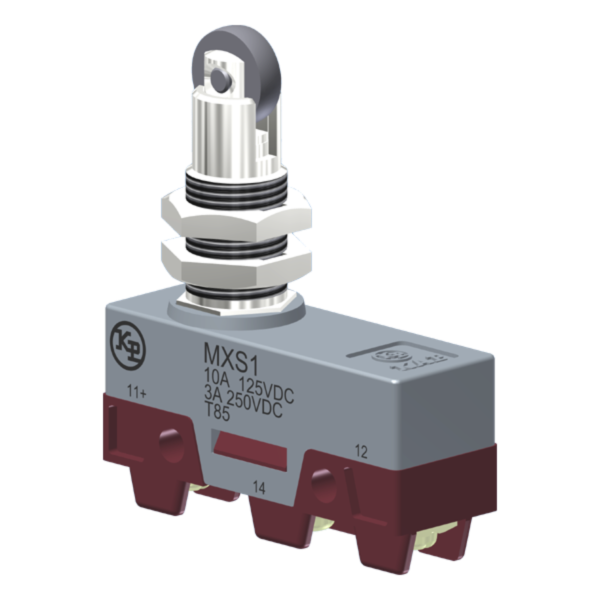 Microrutor Básico Corrente Contínua Contato Na+Nf Atuador Botão C/ Rolete P/ Painel C/ Grande Percurso Suplementar Termi MXS1 Kap