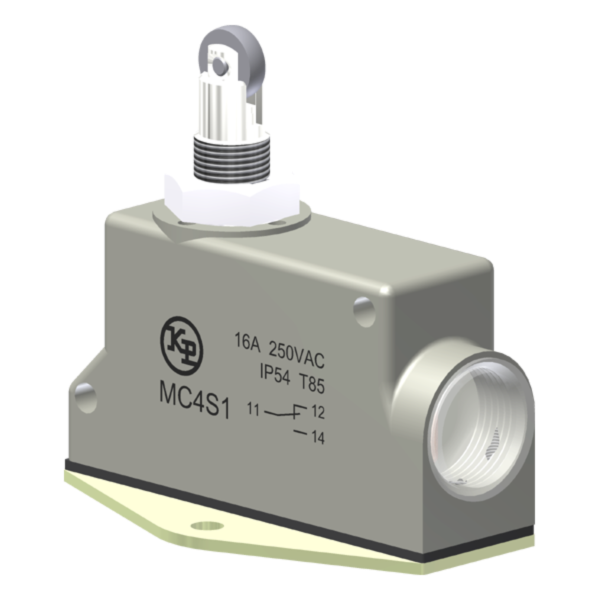 Microrutor Básico Protegido 16A, 1Na+1Nf, Fixação Inferior Ø 5,3, Botão Com Rolete, Terminal Parafuso Com Arruela Autorr MC4S1 Kap