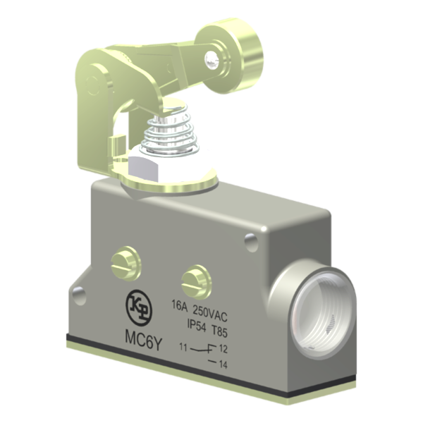 Microrutor Básico Protegido 16A, 1Na+1Nf, Fixação Lateral M4X40, Alavanca Com Rolete - Ponto De Operação Ajustável, Term MC6Y Kap