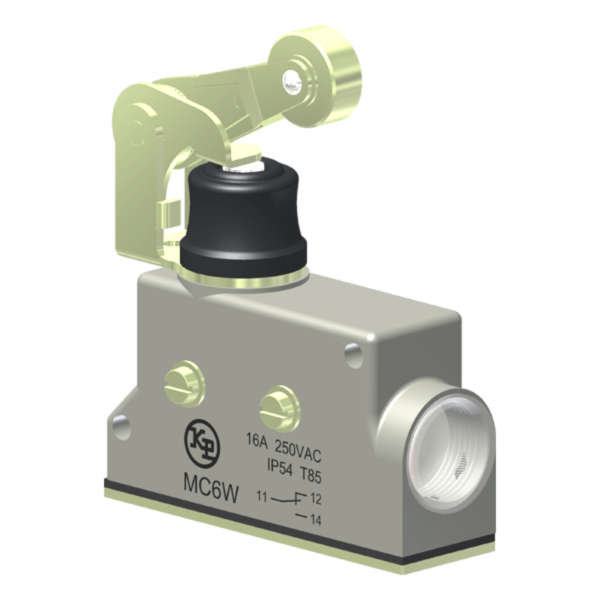 Microrutor Básico Protegido 16A, 1Na+1Nf, Fixação Lateral M4X40, Alavanca Com Rolete E Botão Protegido - Ponto De Operaç MC6W Kap