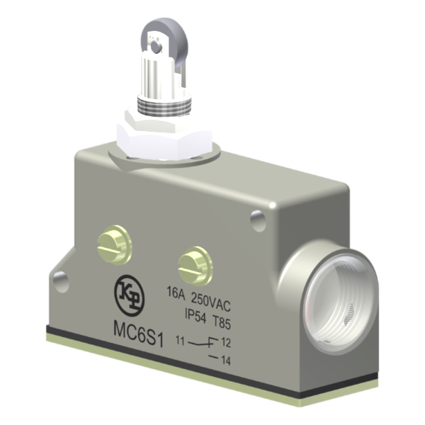 Microrutor Básico Protegido 16A, 1Na+1Nf, Fixação Lateral M4X40, Botão Com Rolete, Terminal Parafuso Com Arruela Autorre MC6S1 Kap