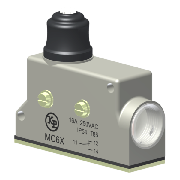 Microrutor Básico Protegido 16A, 1Na+1Nf, Fixação Lateral M4X40, Botão Protegido, Terminal Parafuso Com Arruela Autorret MC6X Kap