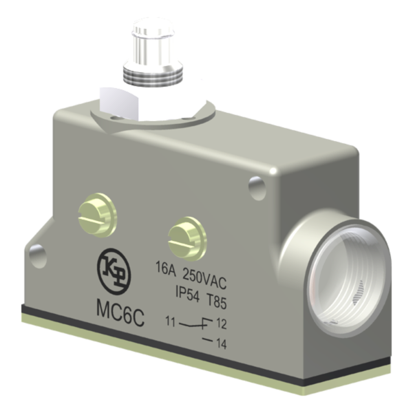 Microrutor Básico Protegido 16A, 1Na+1Nf, Fixação Lateral M4X40, Botão, Terminal Parafuso Com Arruela Autorretrátil MC6C Kap