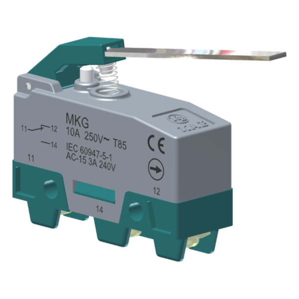 Microrutor Básico Ruptura Positiva Contato Na+Nf Atuador Alavanca Longa Rígida Plana Terminal Parafuso MKG Kap
