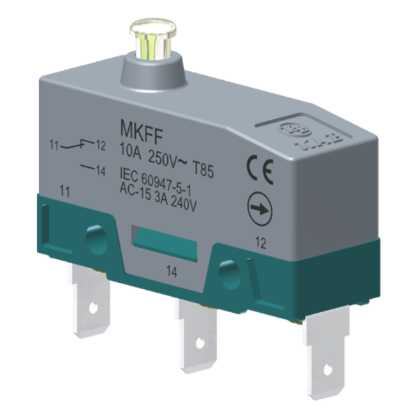 Microrutor Básico Ruptura Positiva Contato Na+Nf Atuador Botão Terminal Faston MKFF Kap