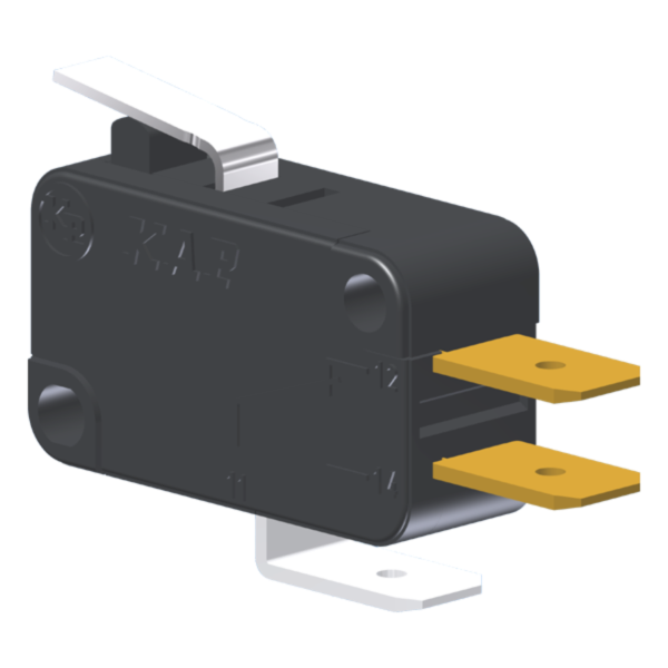Microrutor Miniatura 10A, 1Na+1Nf, Alavanca Curta, Terminal Faston 6,3X0,8Mm MV5G2FA1 Kap