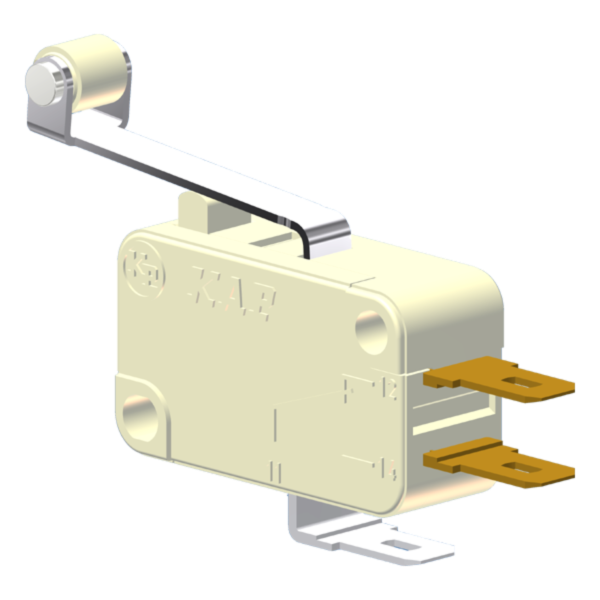 Microrutor Miniatura 15A, 1Na+1Nf, Alavanca Com Rolete, Terminal Faston 4,8X0,5Mm MV71J3CA1 Kap