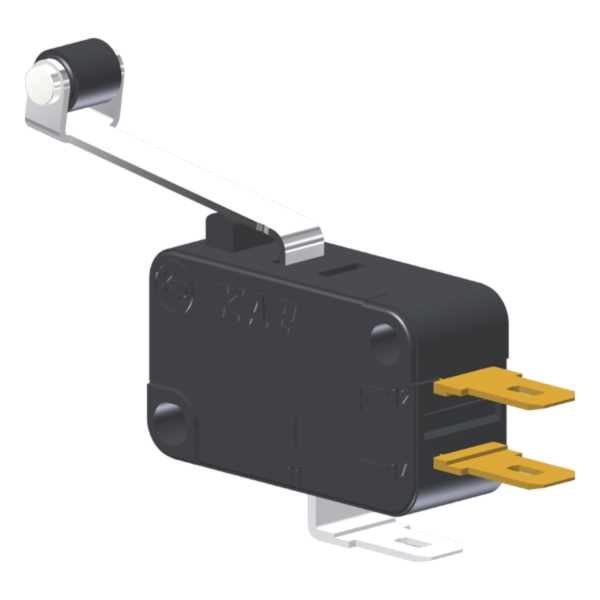 Microrutor Miniatura 15A, 1Na+1Nf, Alavanca Com Rolete, Terminal Faston 4,8X0,5Mm MV7J4CA1 Kap