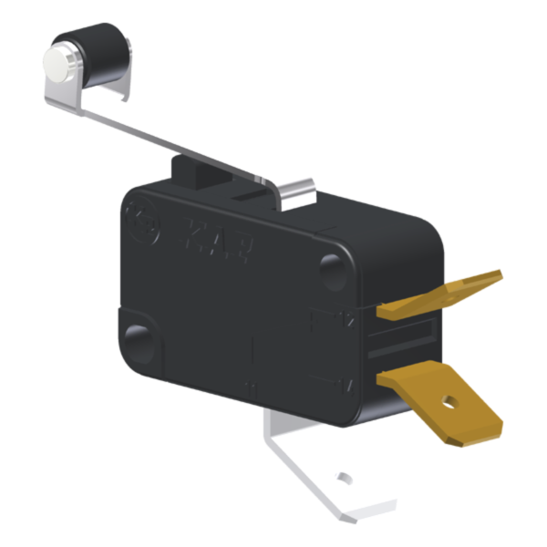 Microrutor Miniatura 15A, 1Na+1Nf, Alavanca Com Rolete, Terminal Faston 6,3X0,8Mm MV7J3FB1 Kap