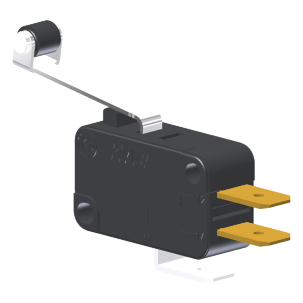 Microrutor Miniatura 15A, 1Na+1Nf, Alavanca Com Rolete, Terminal Faston 6,3X0,8Mm MV7J4FA1 Kap