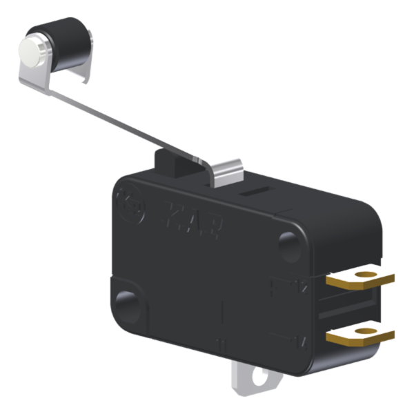 Microrutor Miniatura 15A, 1Na+1Nf, Alavanca Com Rolete, Terminal Solda MV7J4IC1 Kap