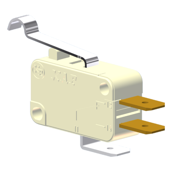 Microrutor Miniatura 15A, 1Na+1Nf, Alavanca Curta Com Rolete Simulado, Terminal Faston 6,3X0,8Mm MV71D1FA1 Kap
