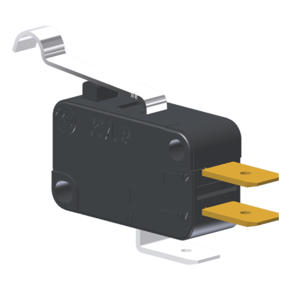 Microrutor Miniatura 15A, 1Na+1Nf, Alavanca Curta Com Rolete Simulado, Terminal Faston 6,3X0,8Mm MV7D1FA1 Kap