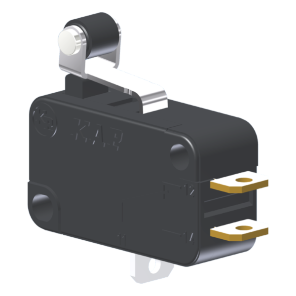 Microrutor Miniatura 15A, 1Na+1Nf, Alavanca Curta Com Rolete, Terminal Solda MV7J1IC1 Kap