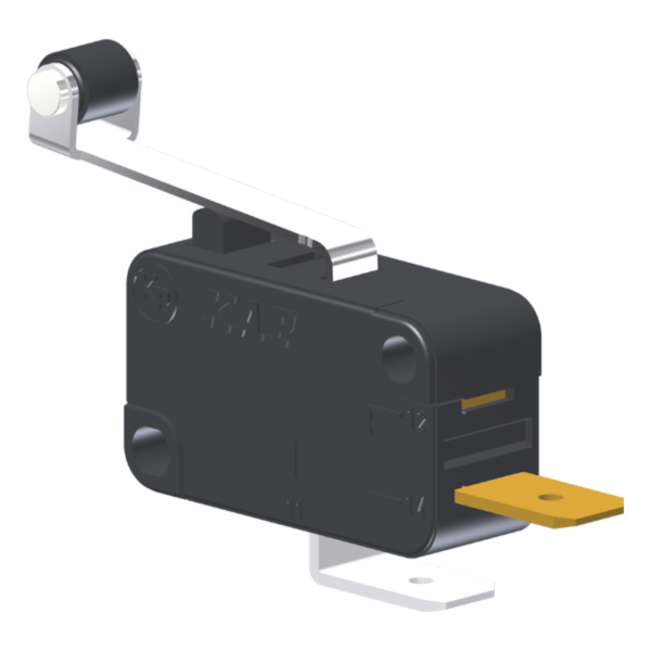 Microrutor Miniatura 15A, 1Na, Alavanca Com Rolete, Terminal Faston 6,3X0,8Mm MV7J3DA1 Kap
