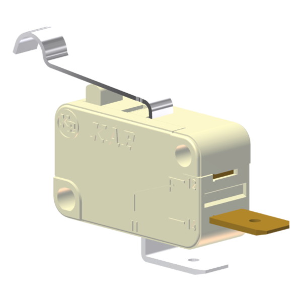 Microrutor Miniatura 15A, 1Na, Alavanca Curta Com Rolete Simulado, Terminal Faston 6,3X0,8Mm MV71D1DA1 Kap