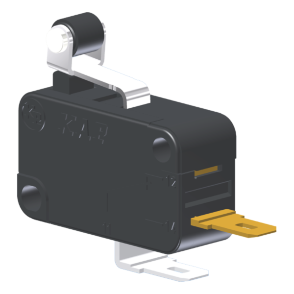 Microrutor Miniatura 15A, 1Na, Alavanca Curta Com Rolete, Terminal Faston 4,8X0,5Mm MV7J1AA1 Kap