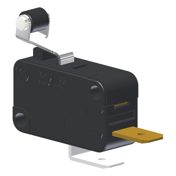 Microrutor Miniatura 15A, 1Na, Alavanca Curta Com Rolete, Terminal Faston 6,3X0,8Mm MV7J2DA1 Kap