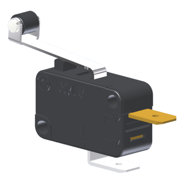 Microrutor Miniatura 15A, 1Nf, Alavanca Com Rolete, Terminal Faston 6,3X0,8Mm MV7J3EA1 Kap